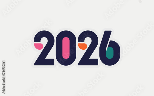 Vector art of colorful 2026 year logo for banner or background