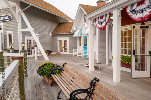 Canvas Print Wooden Boardwalk and benches at the W