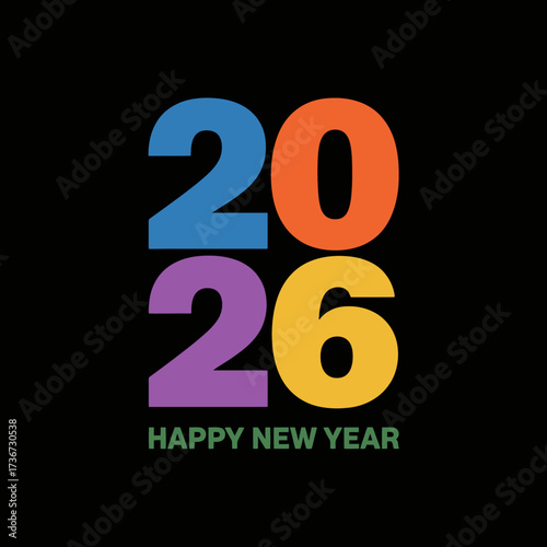 Vector art of colorful 2026 happy new year wishes on for celebration