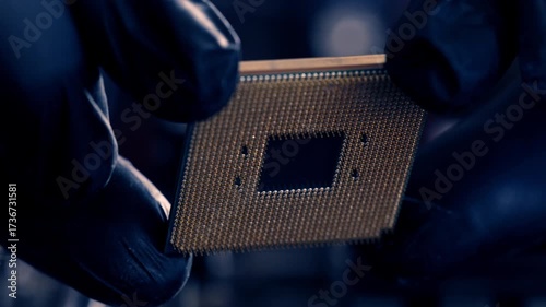 Computer Repairman Holding A Pc Processor Close Up