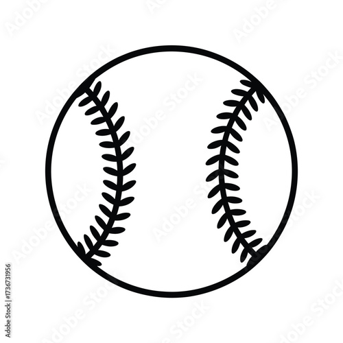 Simple black and white line art of a baseball