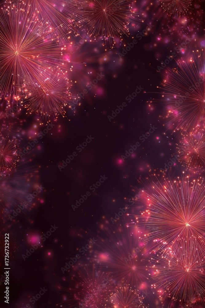 Fototapeta premium Festive Fireworks Flyer: Elegant Celebration Design for 4th of July Dance Event with Abstract American Background