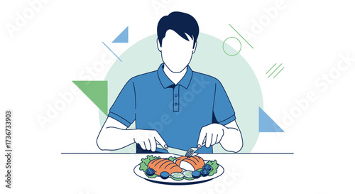 Person Is Eating A Plate Of Cooked Food, Healthy Diet Focus, And Balanced Meal