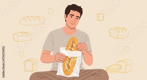 Person Preparing Freshly Baked Artisan Bread: A Simple Illustration for Cooking and Baking Content