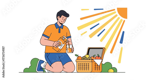Person Preparing Refreshing Juice Outdoors Under the Sun for a Pleasant Afternoon