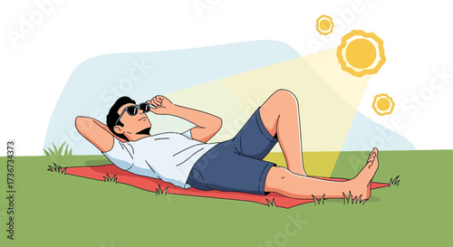 Person Relaxing On A Picnic Blanket Outdoors Enjoying The Warmth Of Sunlight And Nature