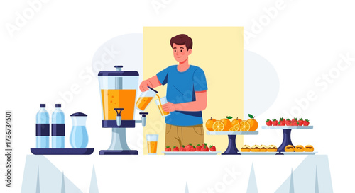 Person Serving Refreshing Drinks And Food For Guests At A Gatherinng Or Event