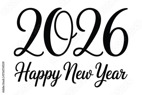Black calligraphy happy new year 2026.