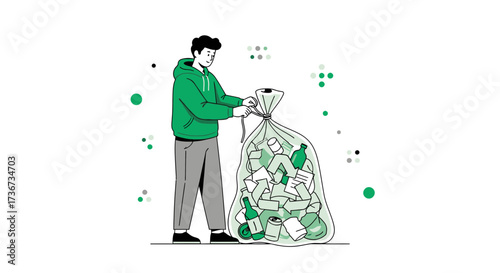 Person Tying Up Trash Bag for Environmental Sustainability and Waste Management Practices