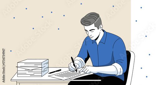 Person Writing In Office, Illustrating Focus, Work, and Professional Business Lifestyle