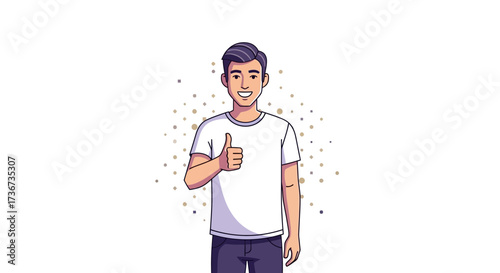 Positive Illustration Depicting a Man Giving a Thumbs Up Gesture with a Background