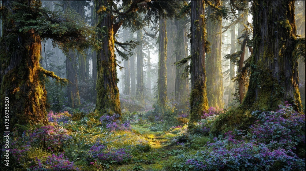 Obraz premium Enchanted Fairytale Forest at Sunrise