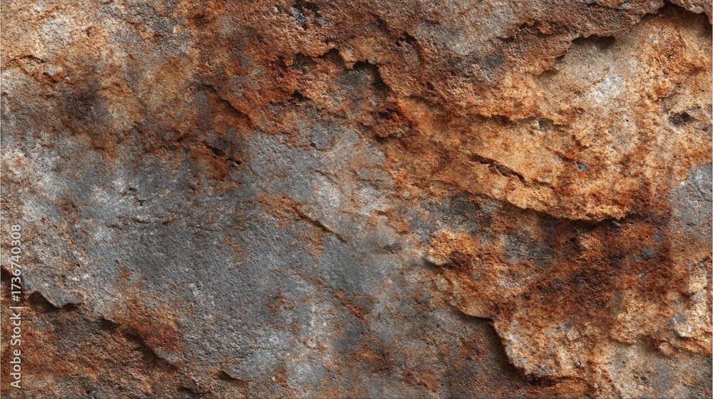 Fototapeta premium Stunning rough stone texture with warm rust and cool gray tones, perfect for adding organic depth to design projects and creating unique backgrounds
