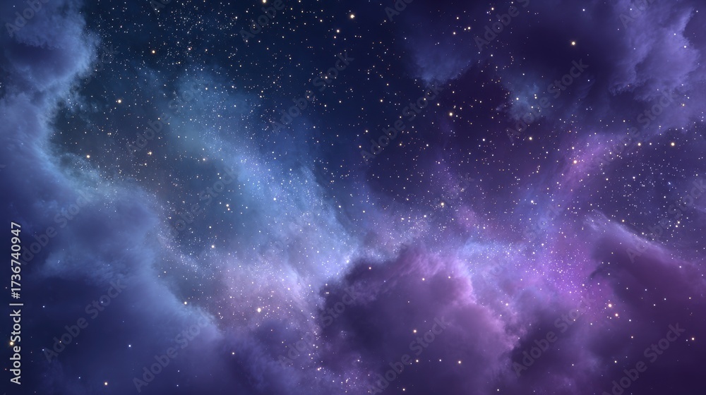 Fototapeta premium Stunning cosmic background with twinkling stars and ethereal clouds, perfect for adding a magical touch to your next project or design, inspiring dreams