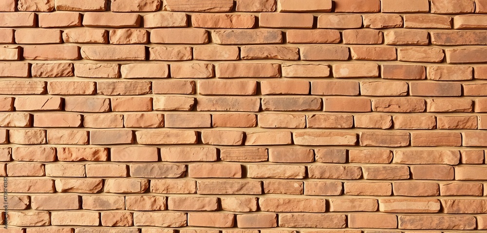 Fototapeta premium Timeworn brown stone brick wall, seamless texture, rustic background, weathered, brick