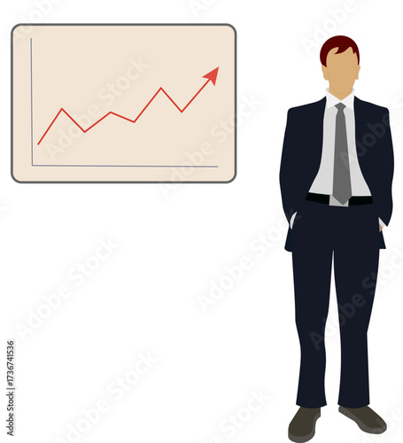Empresario con gráfico de crecimiento económico. fondo transparente, png