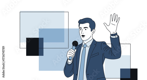 Public Speaker Addressing an Audience During a Professional Presentation Illustration