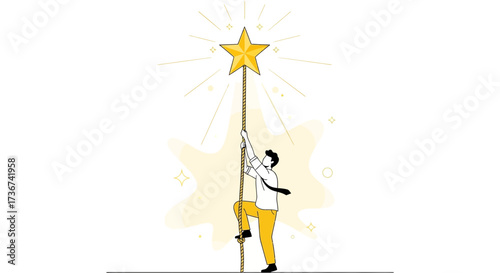 Reaching For A Golden Star: An Inspirational Illustration About Striving For A Goal
