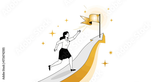 Reaching The Pinnacle: A Businesswoman's Ascent To Achieve Her Goals And Dreams Successfully