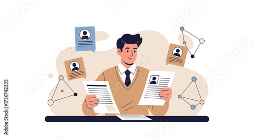 Recruitment process and human resources concept, hiring and choosing a candidate workflow