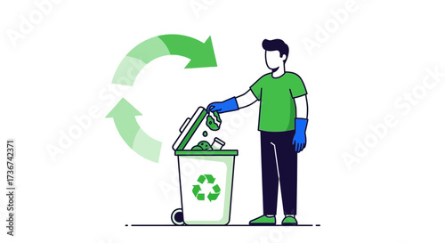 Recycling Process Illustration Illustrating Responsible Waste Management for Environmental