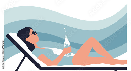 Relaxation And Rejuvenation On A Perfect Sunny Day With Aqua Beverage
