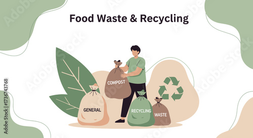 Responsible Food Disposal Process Depiction of Recycling and Composting Practices
