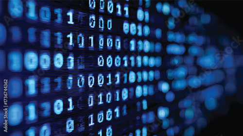 Abstract representation of binary code in blue tones, creating a digital atmosphere