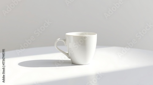 Wallpaper Mural A white ceramic mug sitting on a white surface with a soft shadow in a bright minimalist setting Torontodigital.ca