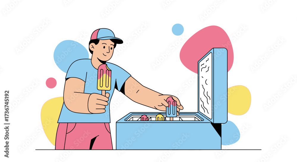 Obraz premium Seller Selects Delicious Ices, Tempting Summer Treat For Refreshing Moments, Delightful