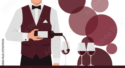 Sommelier Pouring Wine Into a Glass at a Restaurant Representing Hospitality