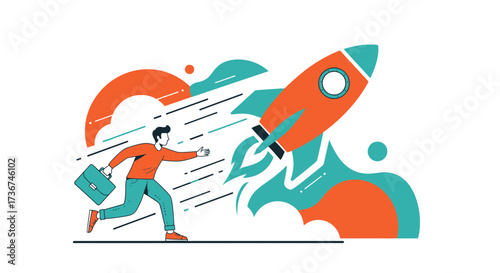 Startup Success: The Man And Rocket Emblem Launching Towards A Bright Future