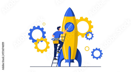Startup Support: Constructing A Vector Illustration Of Technical Engineering Progress