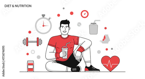 Smiling Athletic Man Enjoying Health Drink, Ready for Physical Wellbeing