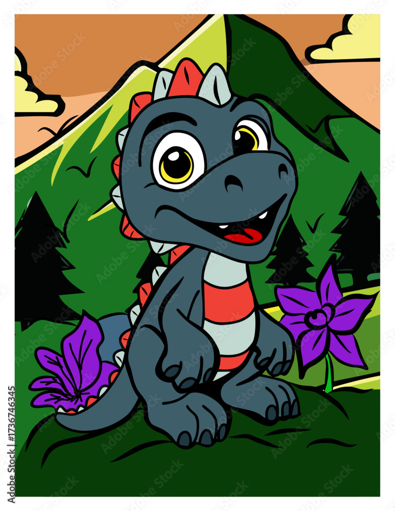 Obraz premium Cute happy Dino smaling 