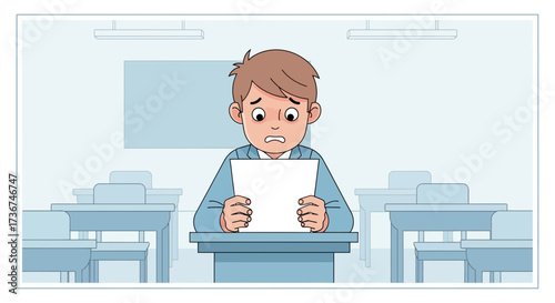 Student's Apprehension: A Moment Of Anxiety During An Examination At School