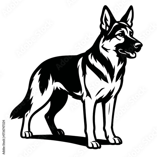 German Shepherd Dog Vector Illustration - Police and Guard Dog Symbol