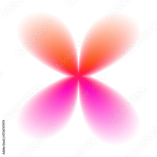 Gradient flower shape. Y2K colorful floral icon with soft glow and blurred edges isolated on white background. Trendy blurry figure for design, sticker, poster, social media. Vector illustration.