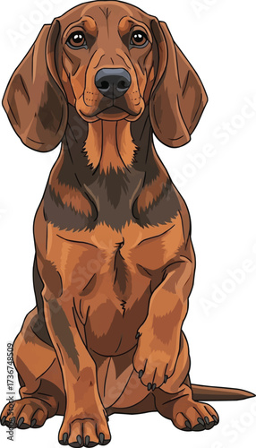 Alpine Dachsbracke dog sitting relaxed with raised paw illustration