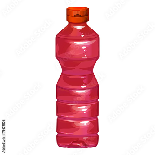 Glossy red hydration bottle for sports energy drink, minimalist background, realistic render