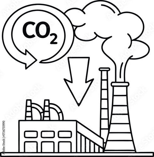 Abstract Line Icon of Carbon Capture – Clean Air, Climate Tech and Sustainability Vector Art