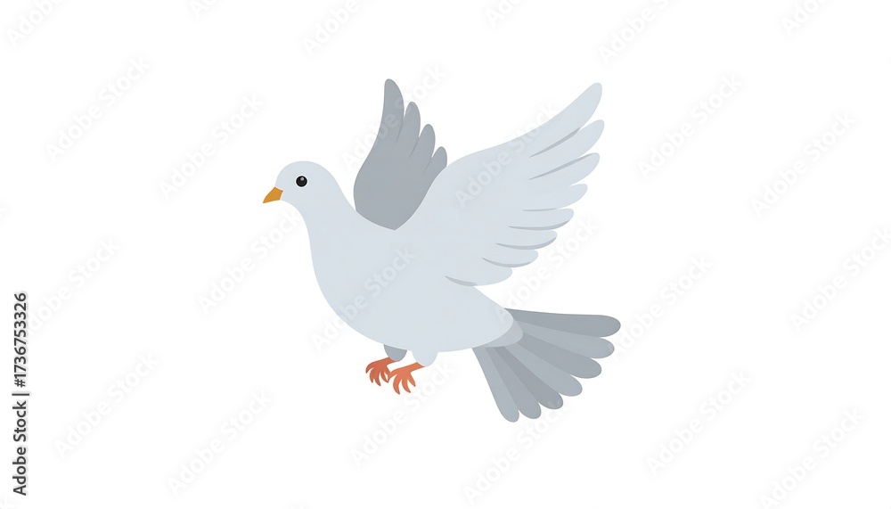 Obraz premium A simple, light gray dove in flight against a plain white background.