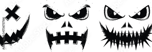 Spooky halloween faces vector illustration for scary designs and holiday celebrations