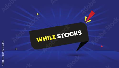 while stocks web banner vector art template design badge icon label black gray shapes dark blue light sun shine abstract business background creative modern style branding graphic layout