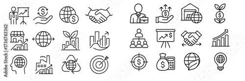 Business growth and collaboration symbols in a vector graphic illustrating finance and strategy concepts