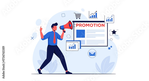 Marketing Professional Announcing The Promotion Announcement With A Loudhailer For Digital