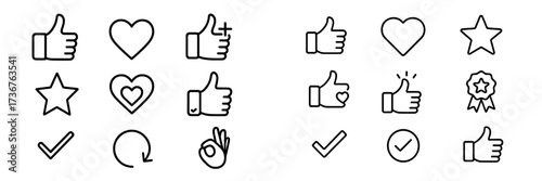 Simple hand-drawn icons representing positive feedback and emotions in a clean layout