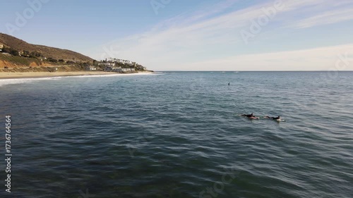 Surfing riding wave at county line beach Malibu Los Angeles  California