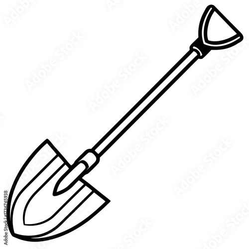 Simple Gardening Hoe Line Art Vector Illustration on White Background