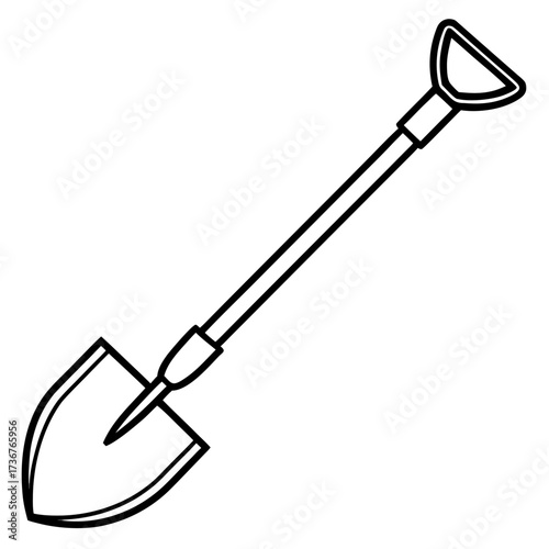 Simple Gardening Hoe Line Art Vector Illustration on White Background